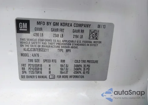 2014 Buick Encore Leather из США, поврежденный, VIN KL4CJCSB7EB523211